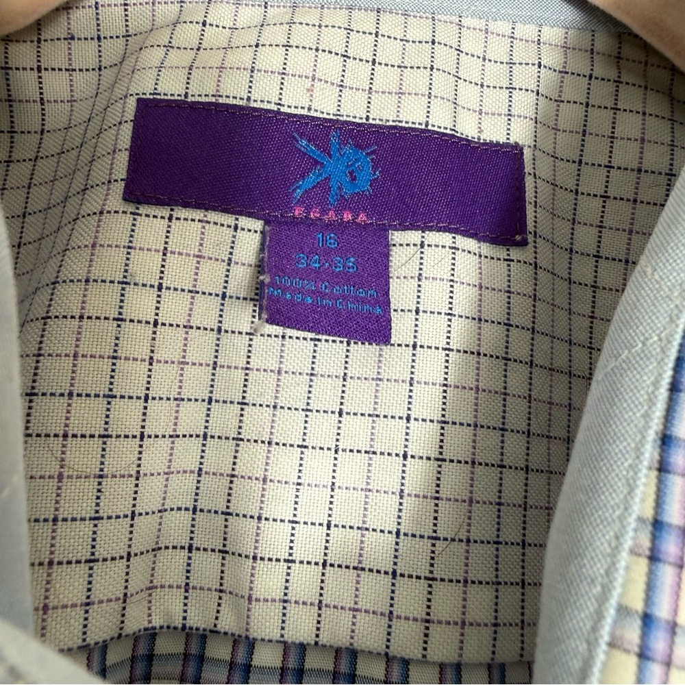 What’s Mens Blue Plaid Long Sleeve Collared‎ Button Up Dress Shirt Fitted Office - Picture 11 of 11